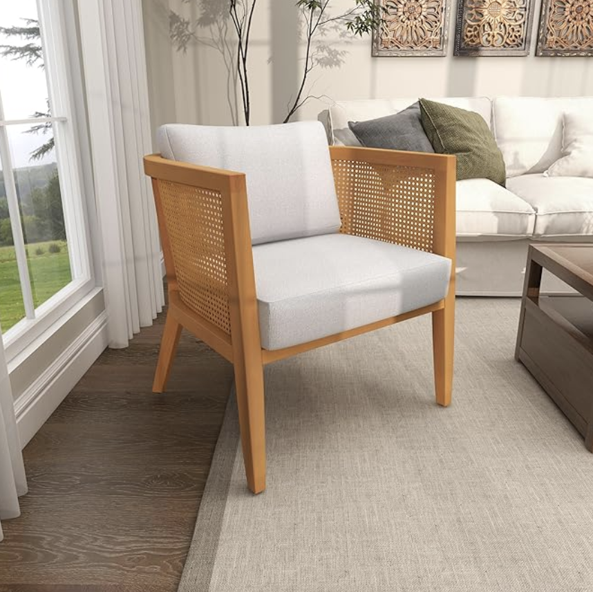 Deco 79 Wood Accent Chair with Cushions, 27" x 28" x 27", Brown